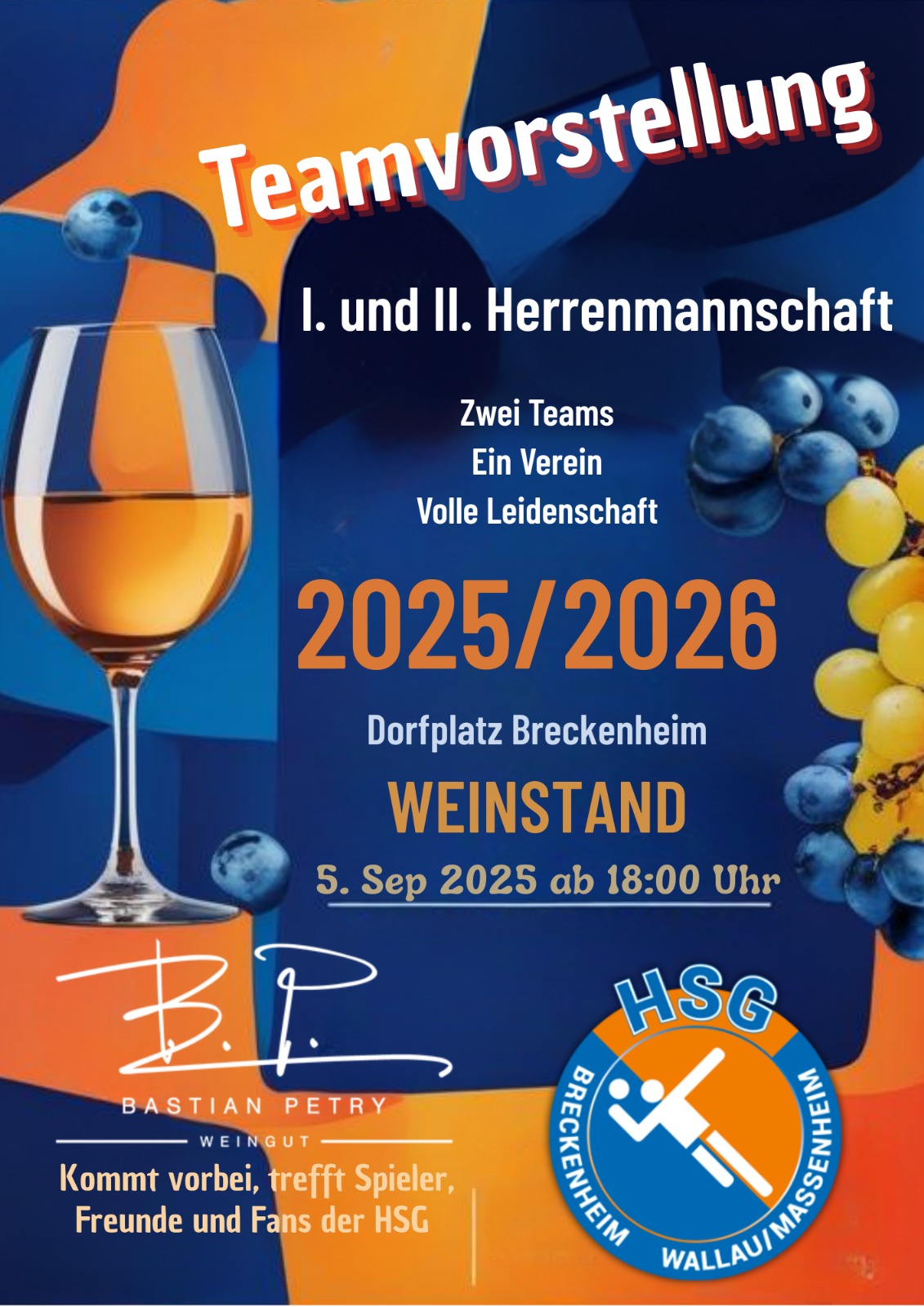 Du betrachtest gerade Startschuss in die Handball-Saison 2025/26 – Saisonauftakt mit Teamvorstellung und Weinstand